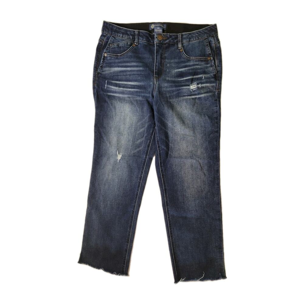 Democracy Womens 12 Casual Slimming Cut Off Raw Hem Dark Wash Denim Blue Jeans